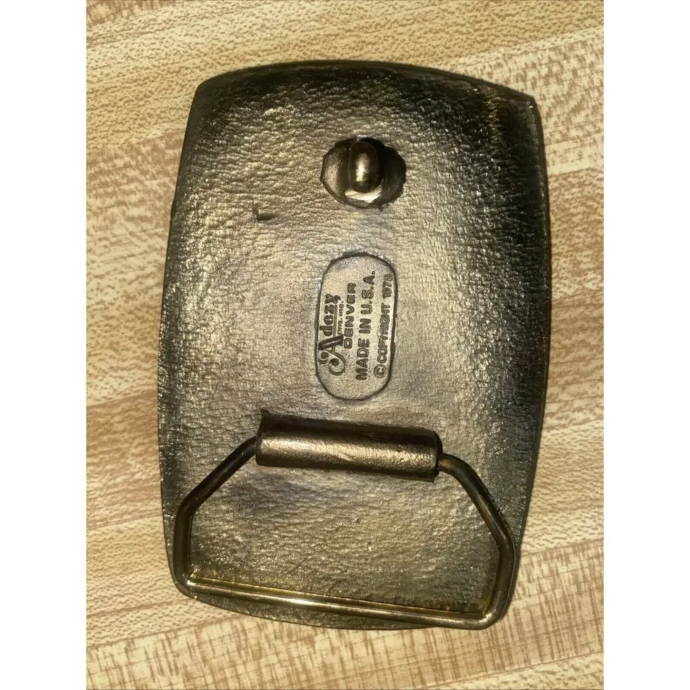 Vintage 1978 Adezy Denver USA Brass Belt Buckle IDEAL
